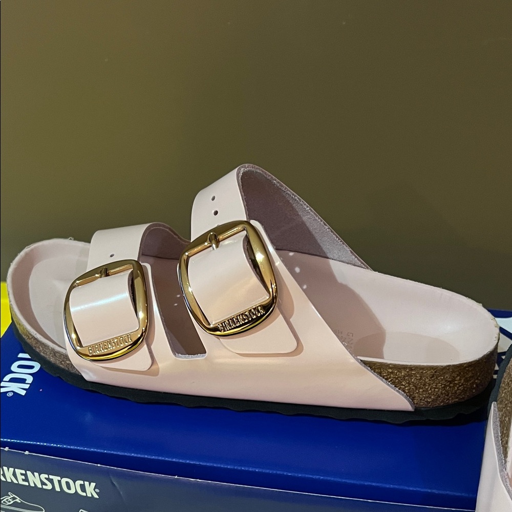 Birkenstock Arizona Big Buckle High Shine Sandals Light Rose Sz 38 NEW - Picture 5 of 12